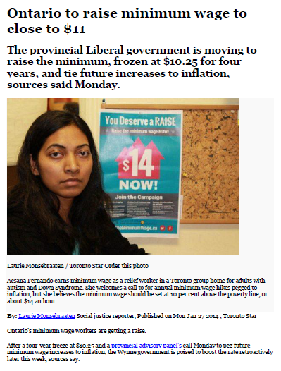 Ontario to raise minimum wage